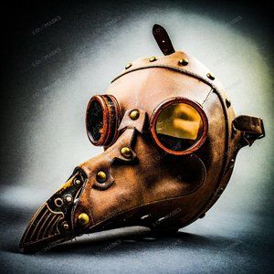 Halloween Plague Doctor Bird Nose Full Mask Brown